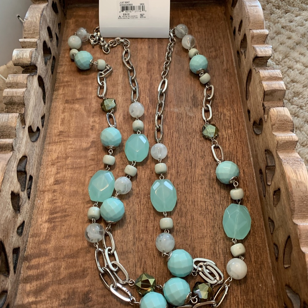 Lovely Mint Green Two Strand Bead Necklace - Picture 2 of 4